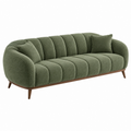 Divano 3 posti 220x90x78 cm in tessuto verde con base in legno stile moderno