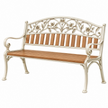 Panca da giardino 125 x 60 x 95 cm in metallo e legno beige/marrone con schienale floreale