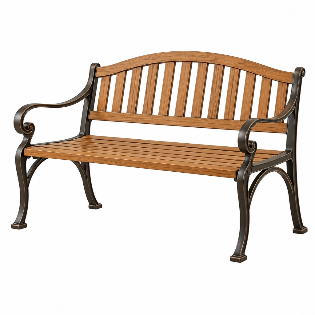 Panca da giardino 122 x 62 x 90 cm in legno e metallo marrone/nero stile classico
