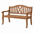 Panchina da giardino 120 cm in legno massello marrone con braccioli stile classico
