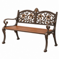 Panchina da giardino 120 cm in metallo e legno marrone bronzo stile classico
