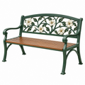 Panchina da giardino 120 x 60 x 90 cm in metallo verde e legno marrone - stile floreale a due posti