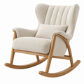 Sedia a dondolo 75 x 95 x 105 cm in tessuto bouclé beige e legno stile nordico