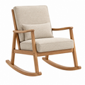 Poltrona a dondolo 70 x 95 x 98 cm in legno e tessuto beige stile nordico
