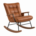 Sedia a dondolo 70 x 90 x 100 cm in similpelle marrone con struttura in metallo e legno stile vintage