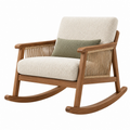 Sedia a dondolo 75 x 90 x 92 cm in legno e corda beige per soggiorno stile nordico