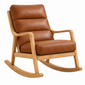 Sedia a dondolo 72 x 90 x 102 cm in legno e rivestimento effetto pelle marrone stile moderno