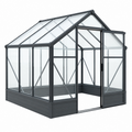 Serra da giardino 190 x 190 x 195 cm in alluminio grigio antracite con pannelli trasparenti e porta scorrevole
