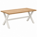 Tavolo da giardino 180 x 90 x 75 cm in legno e metallo bianco - stile rustico
