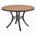 Tavolo da giardino rotondo diametro 100 cm in legno e metallo marrone nero - stile moderno