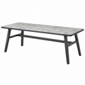 Tavolo da pranzo da esterno 180 x 90 cm in metallo con piano effetto pietra grigio nero - stile moderno