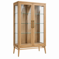 Vetrina 100 x 40 x 180 cm in legno naturale e vetro - mobile espositivo moderno