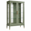 Vetrina 90 x 40 x 170 cm in legno e vetro verde salvia con ante in vetro